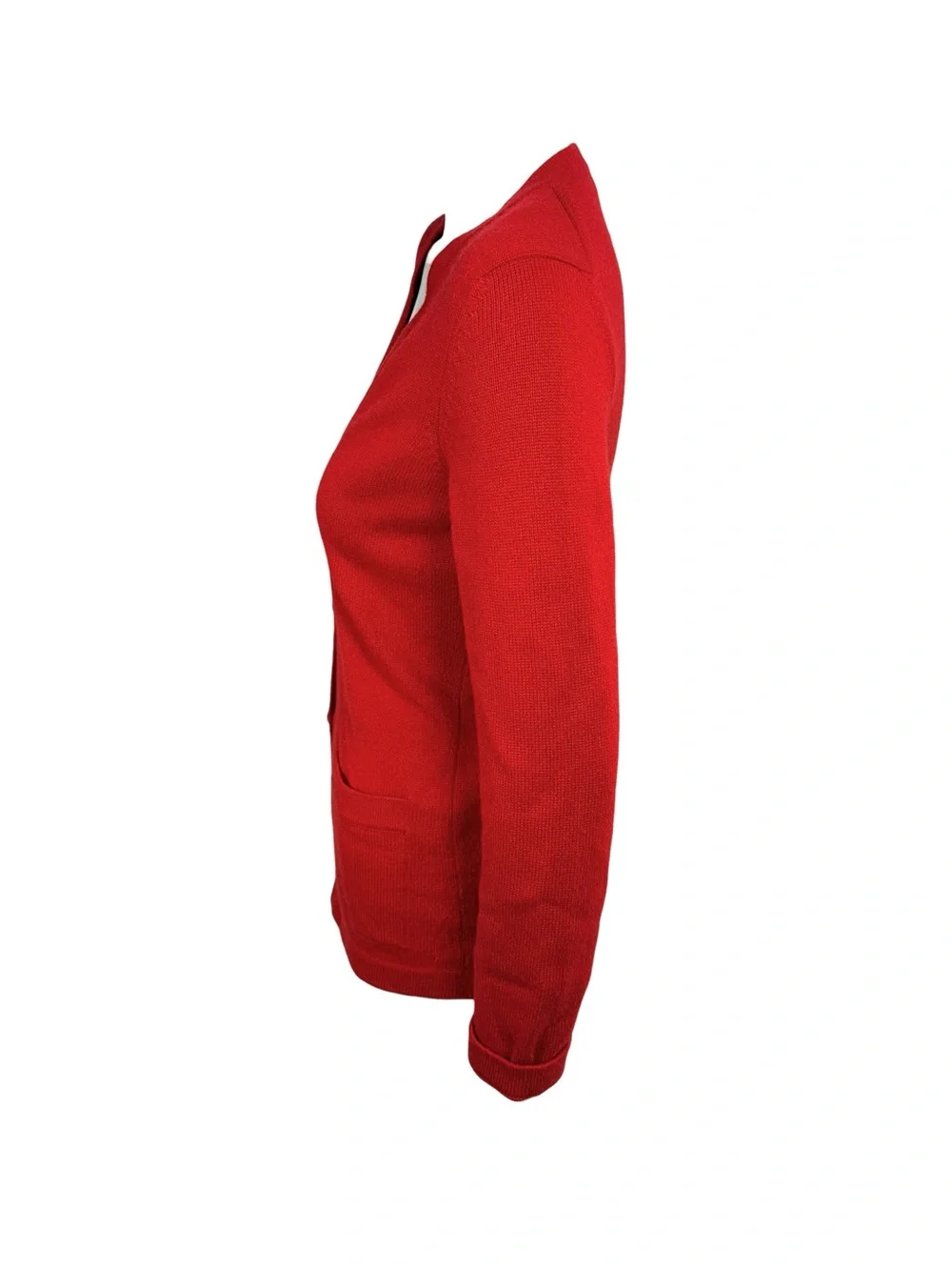 Vintage 90s Chanel Red Cashmere Cardigan Jeweled CC Buttons